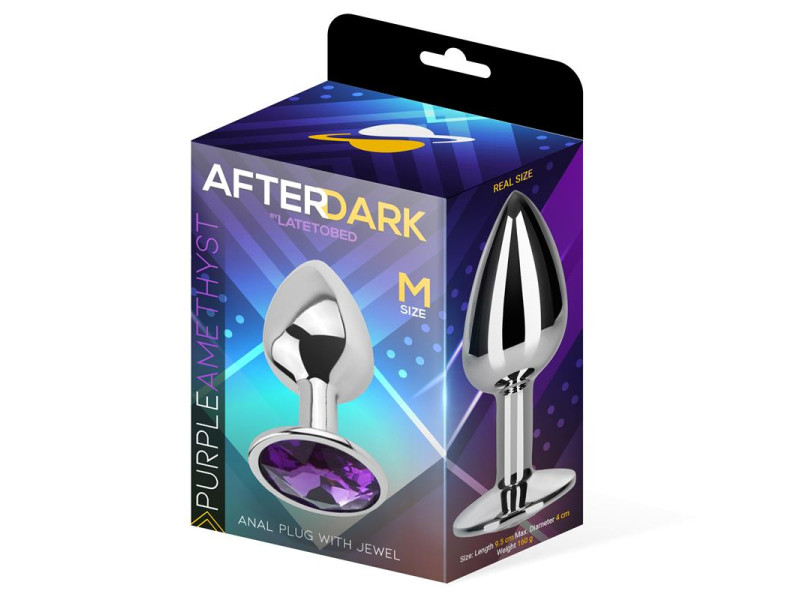 Plug Anal con Joya Purpura Amatista Talla M Aluminio