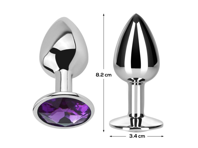 Plug Anal con Joya Purpura Amatista Talla M Aluminio