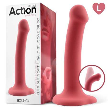 Bouncy Dildo Silicona Liquida Hiper Flexible 75 19 cm Talla L Burgundy