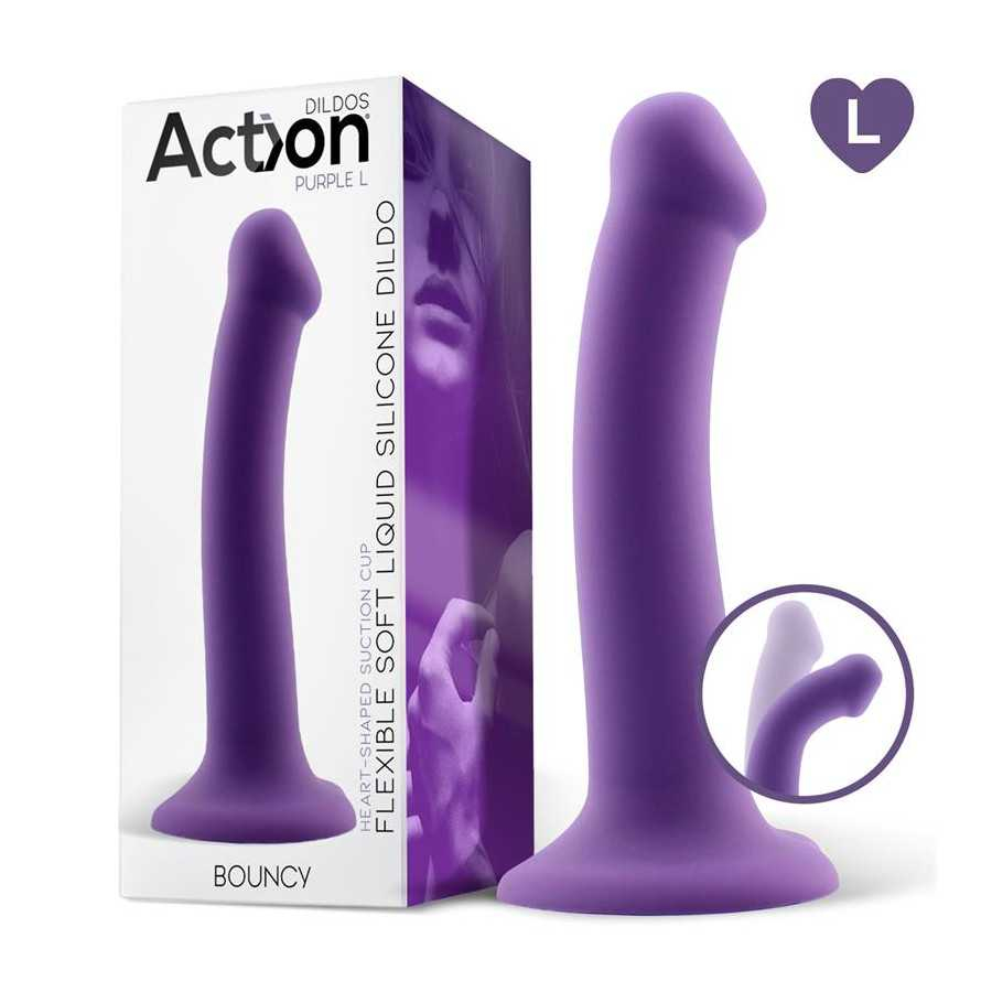 Bouncy Dildo Silicone Flexible Hiper Flexible 75 19 cm Talla L Purpura