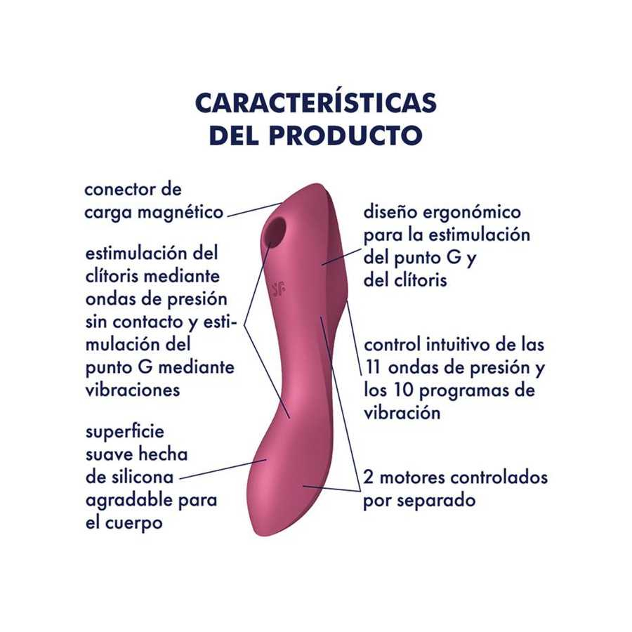 Curvy Trinity 3 Vibrador y Succionador Triple Estimulacion USB Rojo