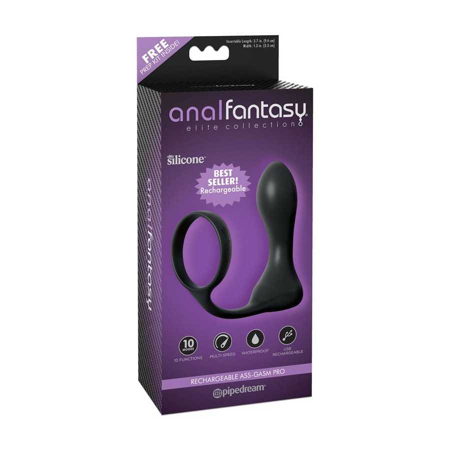 Anillo y Plug Anal Rechargeable Negro