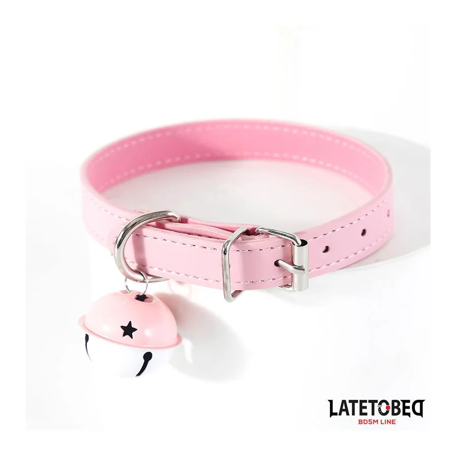 Collar con Cascabel Ajustable Rosa