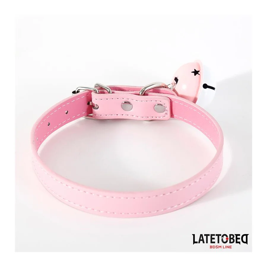 Collar con Cascabel Ajustable Rosa
