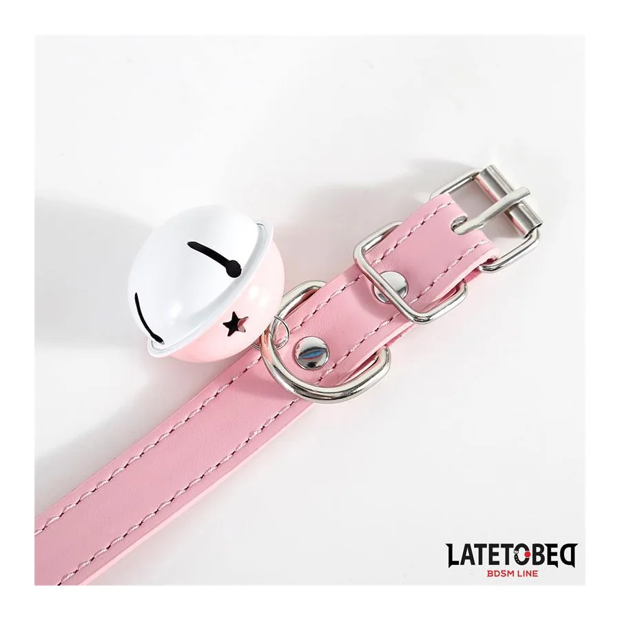 Collar con Cascabel Ajustable Rosa