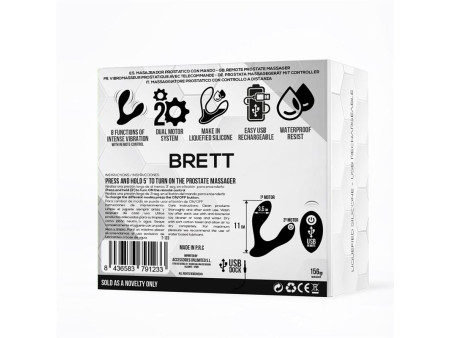 Brett Masajeador Prostatico Control Remoto USB Silicona Liquida
