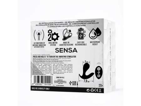 Sensa Estimulador Control Remoto USB SIlicona Liquida Negro