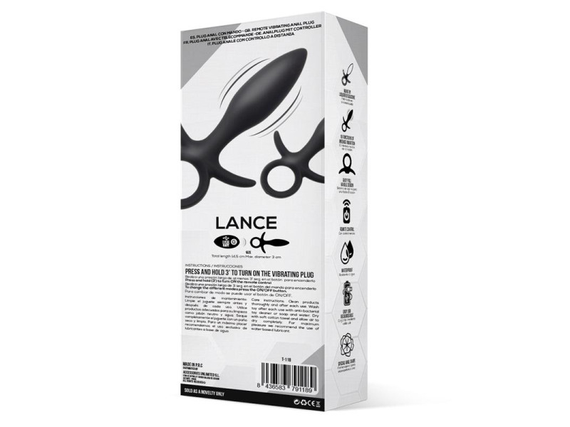 Lance Plug Anal Control Remoto Silicona Liquida USB