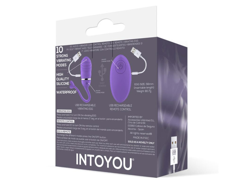 Huevo Vibrador Control Remoto Odise USB Silicona Purpura