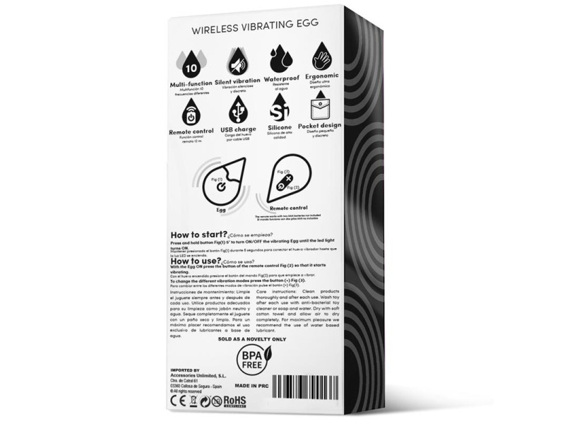 Huevo Vibrador Control Remoto USB Silicona Negro
