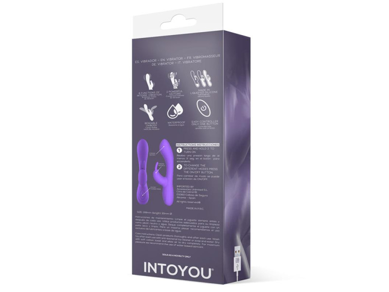 Mauve Vibrador Unibody Silicona Liquida USB Purpura