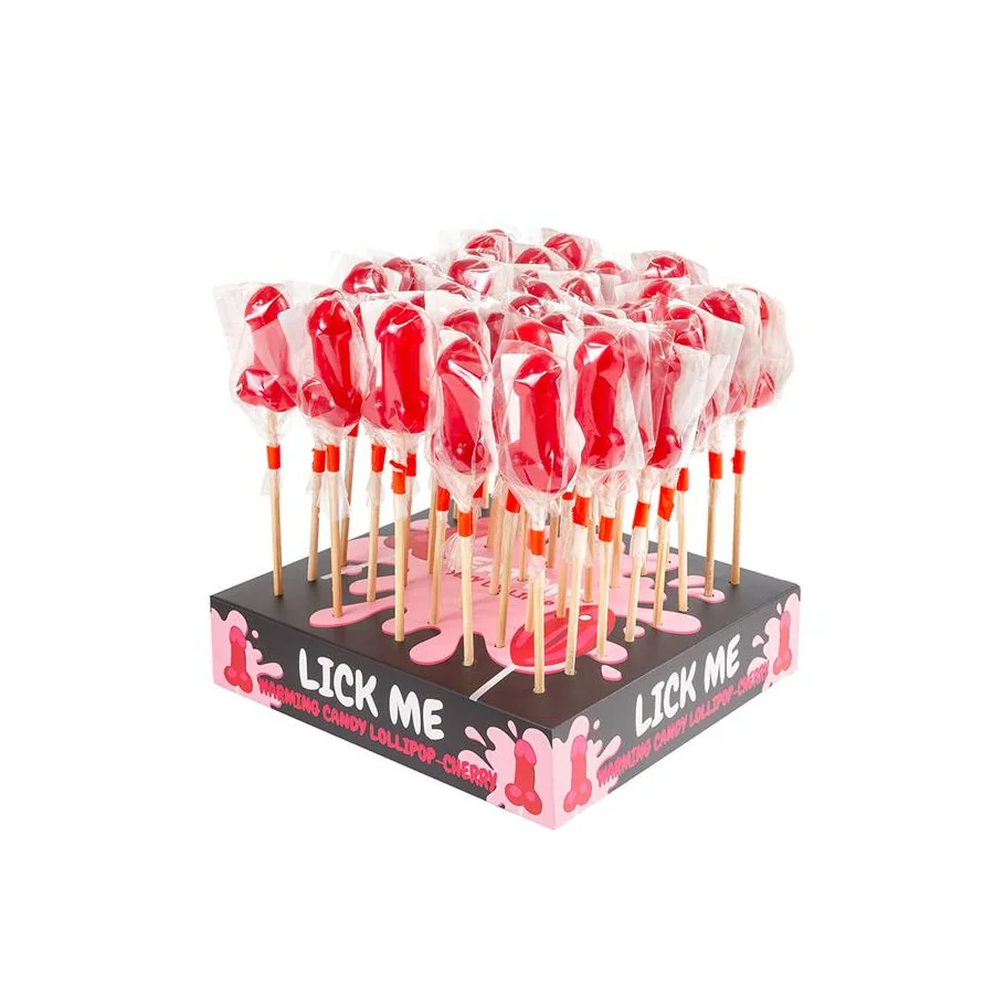 Display Piruleta Pene Cereza Efecto Calor Picante 40pcs