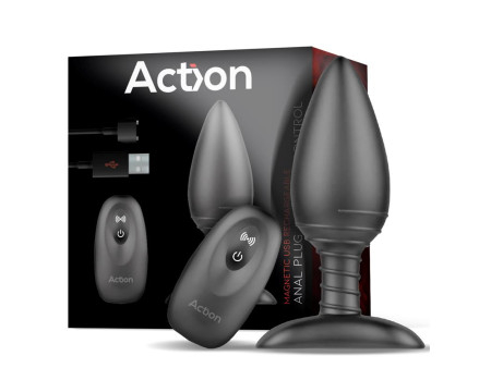 Asher Plug Anal con Control Remoto USB Magnetico Negro