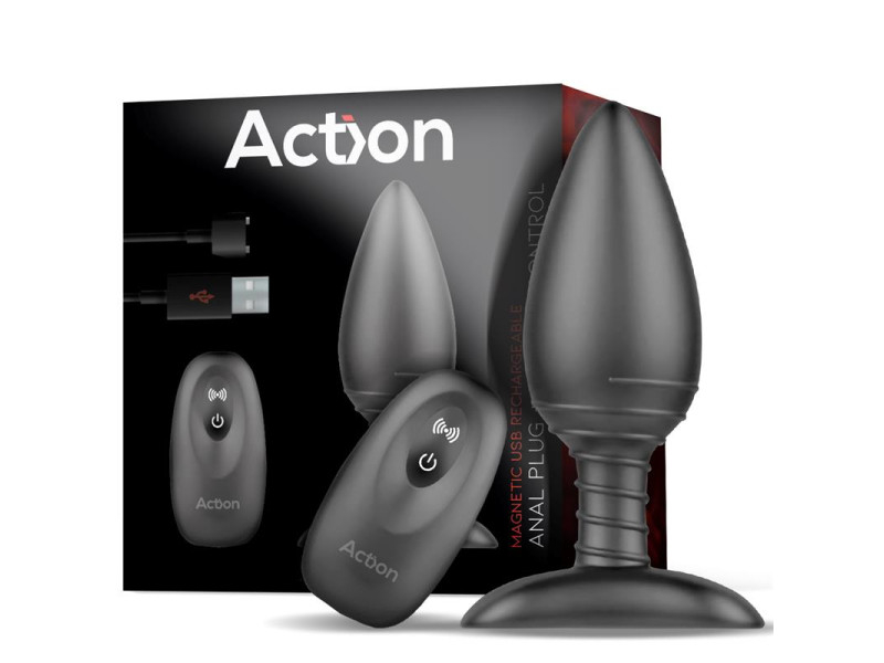 Asher Plug Anal con Control Remoto USB Magnetico Negro Asher Plug Anal con Control Remoto USB Magnetico Negro