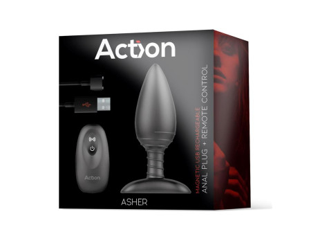 Asher Plug Anal con Control Remoto USB Magnetico Negro Asher Plug Anal con Control Remoto USB Magnetico Negro