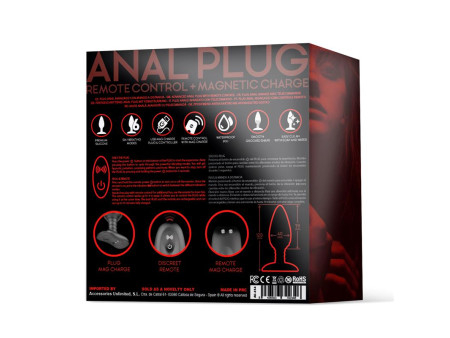 Asher Plug Anal con Control Remoto USB Magnetico Negro Asher Plug Anal con Control Remoto USB Magnetico Negro