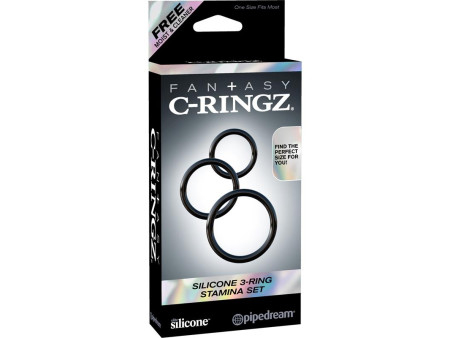 Fantasy C Ringz Set de 3 Anillos de Silicona Color Negro