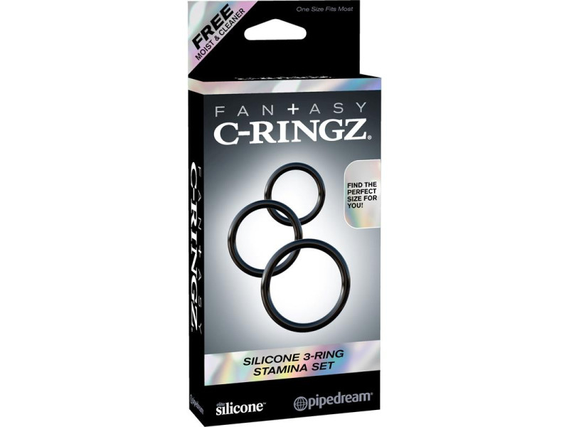 Fantasy C Ringz Set de 3 Anillos de Silicona Color Negro