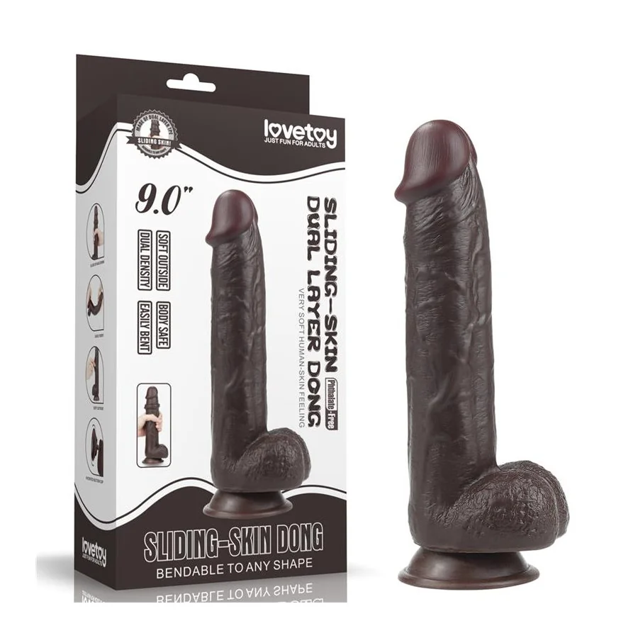Dildo con Piel Retractil 9 Negro