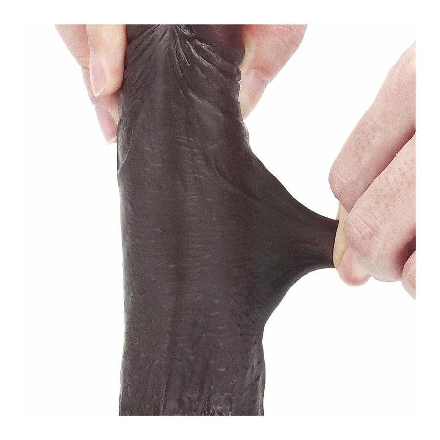 Dildo con Piel Retractil 7 Negro
