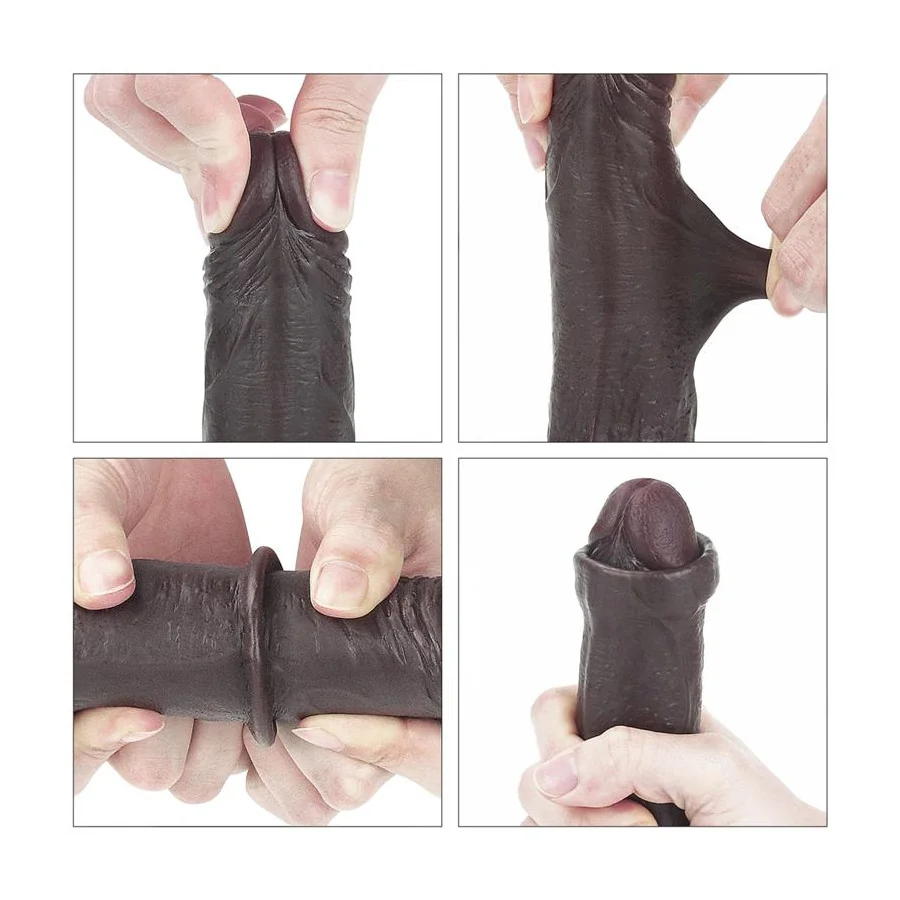 Dildo con Piel Retractil 7 Negro