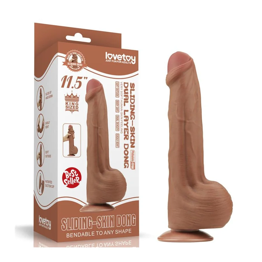 Dildo Dual Density Piel Desizante Retractil 115