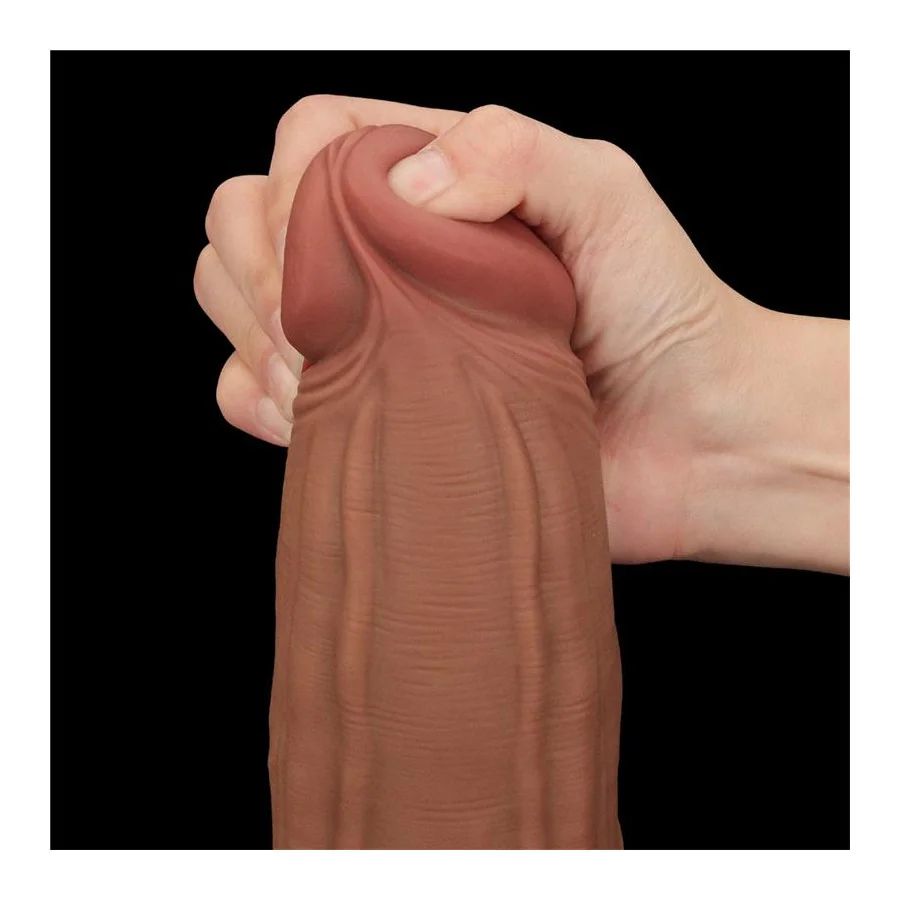 Dildo Dual Density Piel Deslizante Retractil 12