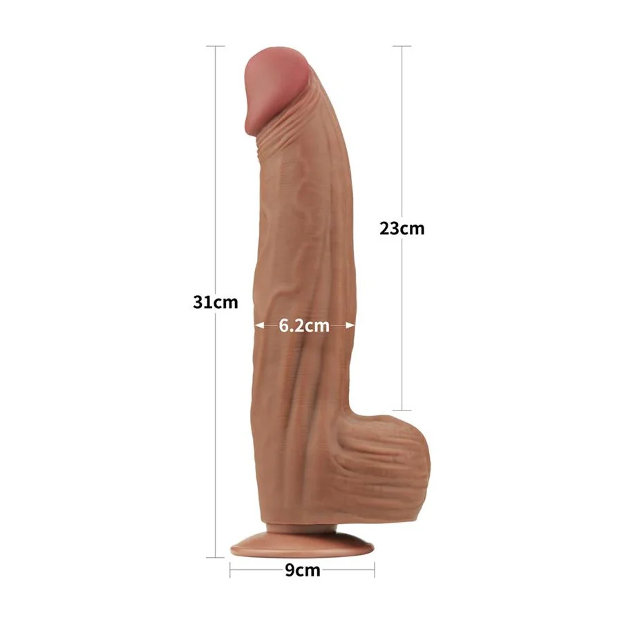 Dildo Dual Density Piel Deslizante Retractil 12