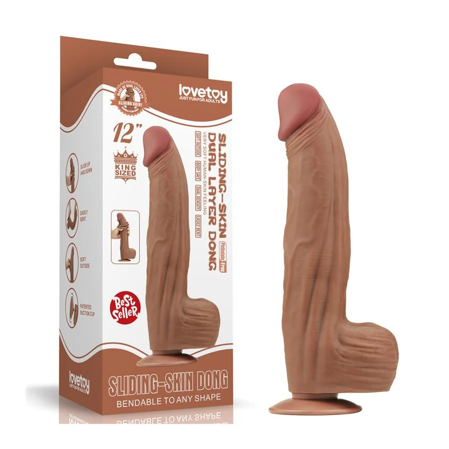 Dildo Dual Density Piel Deslizante Retractil 12