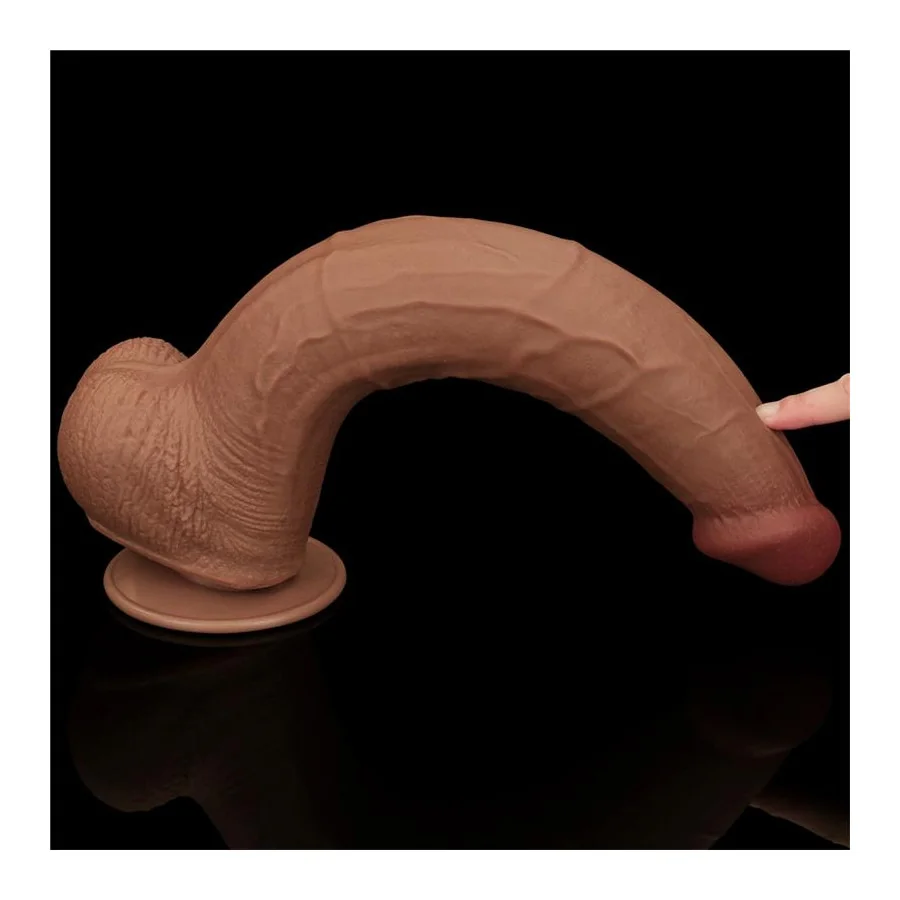 Dildo Dual Density Piel Deslizante Retractil 135