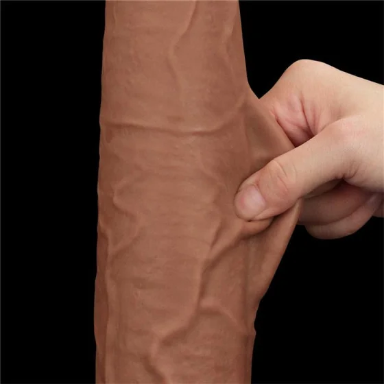 Dildo Dual Density Piel Deslizante Retractil 135