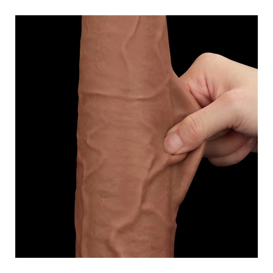 Dildo Dual Density Piel Deslizante Retractil 135
