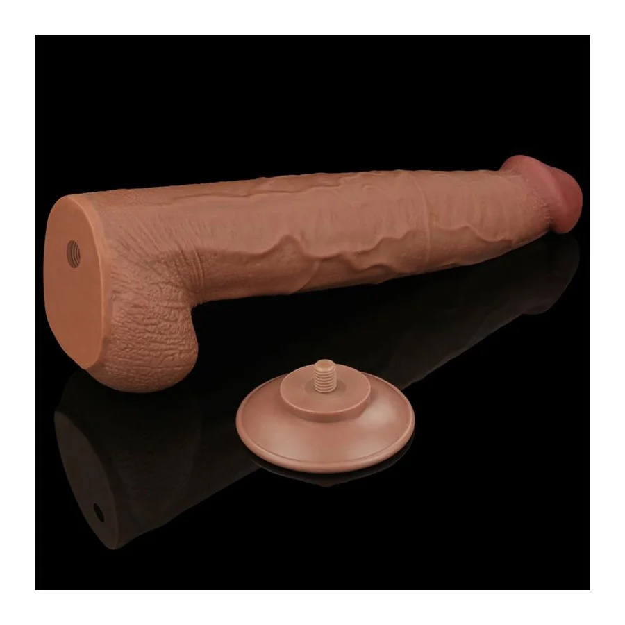 Dildo Dual Density Piel Deslizante Retractil 135