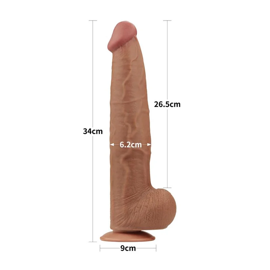 Dildo Dual Density Piel Deslizante Retractil 135