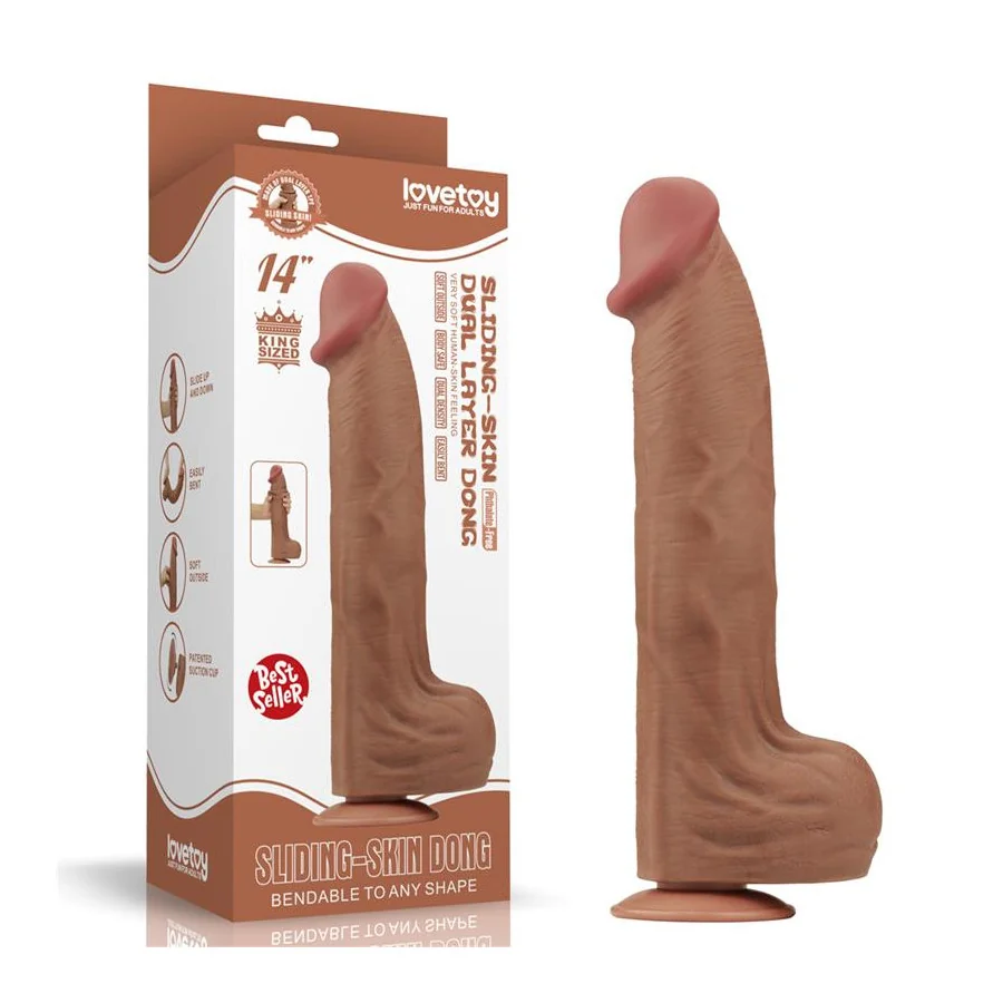 Dildo Dual Density Piel Deslizante Retractil 14
