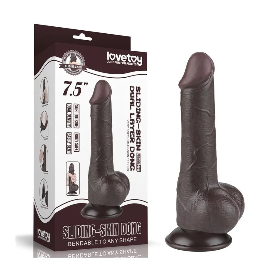 Dildo Dual Layer Piel Deslizante Retractil 75