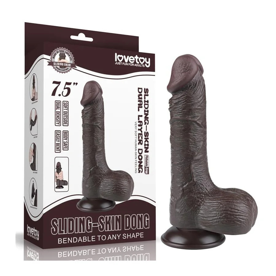 Dildo Dual Layer Piel Deslizante Retractil 75