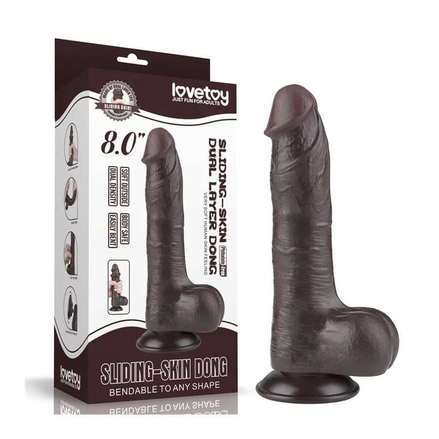 Dildo Dual Layer Piel Deslizante Retractil 8