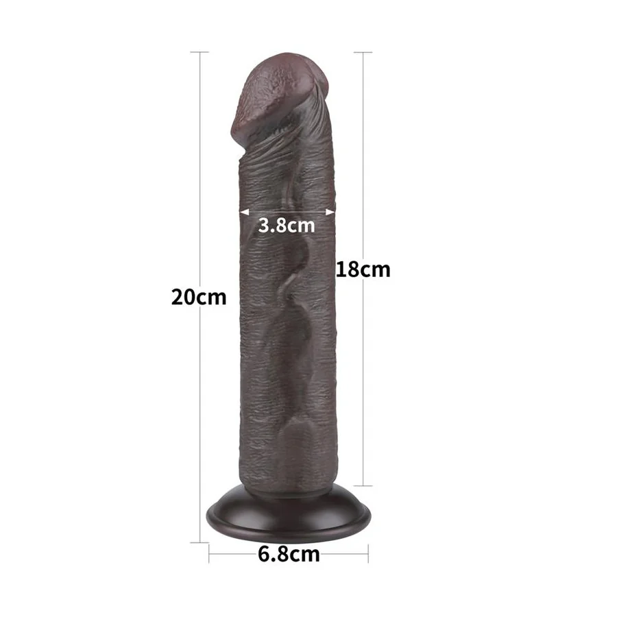 Dildo Dual Layer Piel Delizante Retractil 8