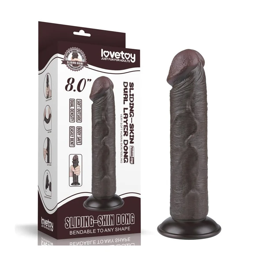 Dildo Dual Layer Piel Delizante Retractil 8
