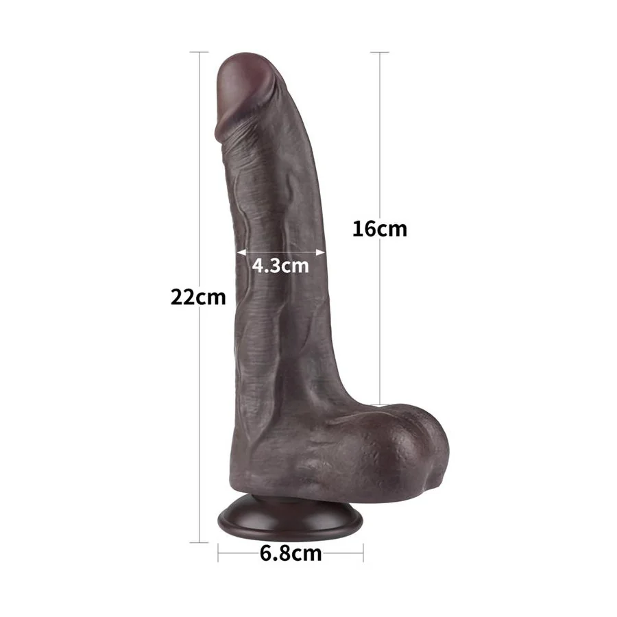 Dildo Dual Density Piel Deslizante Retractil 85