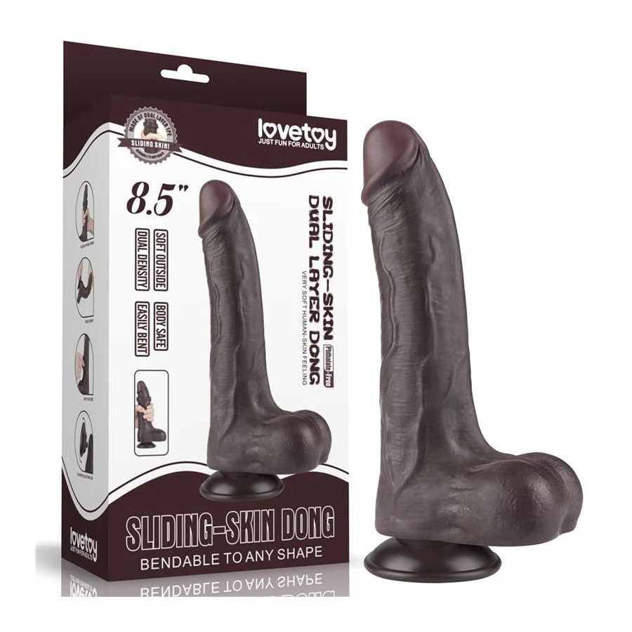 Dildo Dual Density Piel Deslizante Retractil 85