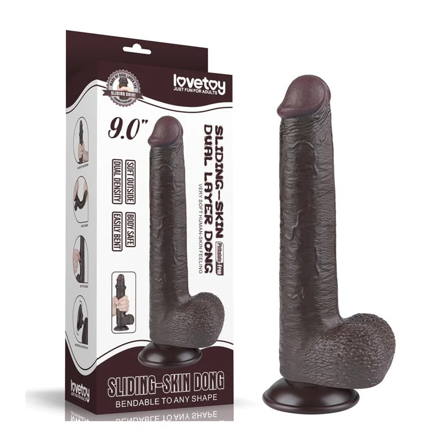 Dildo Dual Density Piel Deslizante Retractil 9