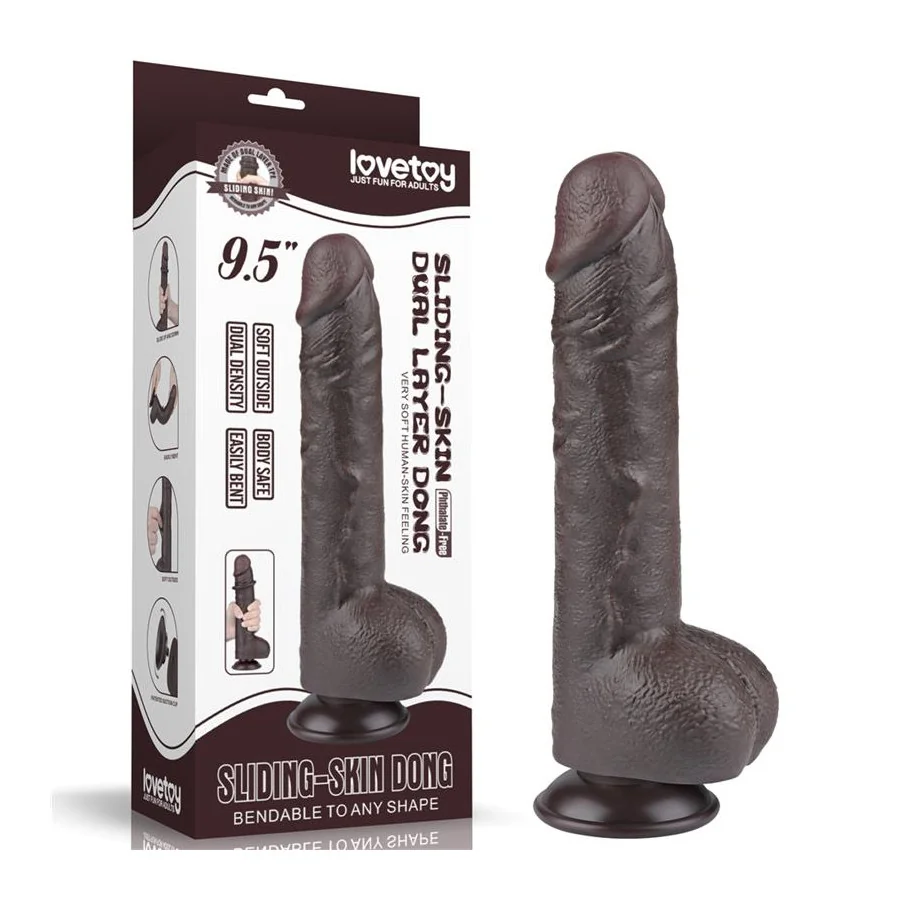 Dildo Dual Layer Piel Deslizante Retractil 95