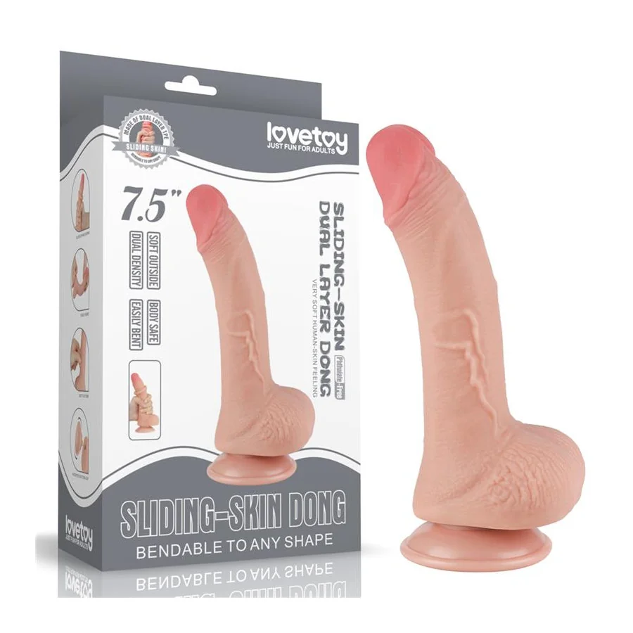 Dildo Dual Layer Piel Deslizante Retractil 75