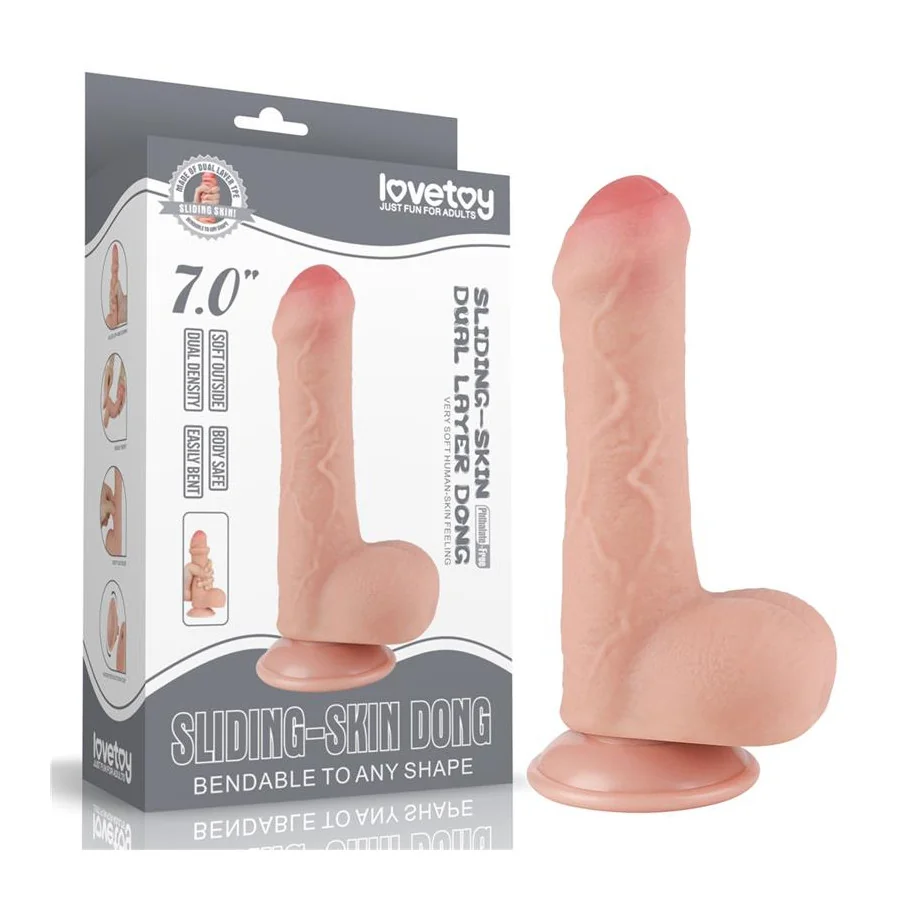 Dildo Dual Layer Piel Deslizante Retractil 7