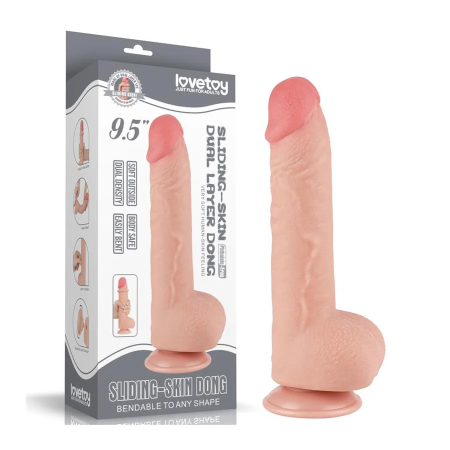 Dildo Dual Density Piel Deslizante Retractil 95