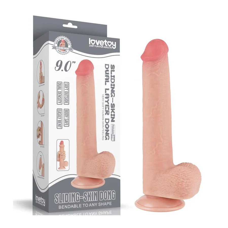 Dildo Dual Density Piel Deslizante Retractil 9
