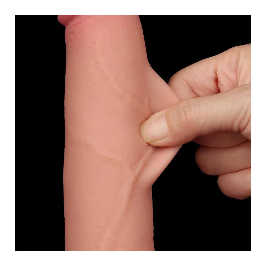 Dildo Dual Density Piel Deslizante Retractil 85