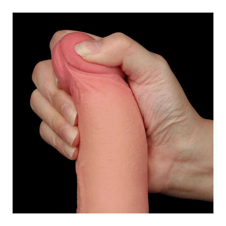 Dildo Dual Density Piel Deslizante Retractil 85